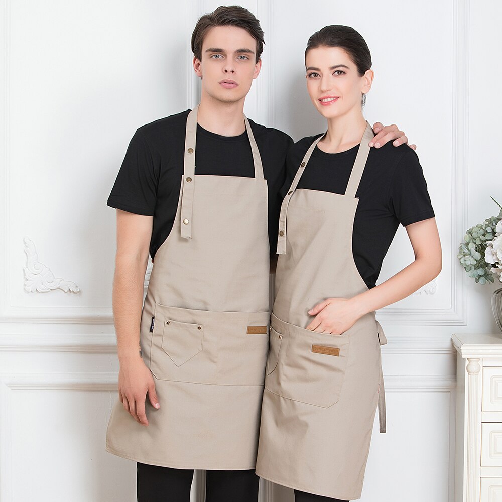Apron Restaurant Chef Cozinha Hanging Neck Wear Men Women Canteen Houseworking Cooking Uniforms Waiter Waitress: Beige