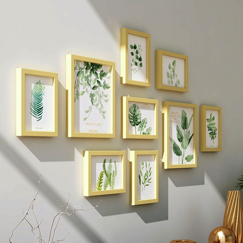 9 Stks/set Natuurlijke Hout Fotolijsten Muur Decor Fotolijst Voor Muur Opknoping Klassieke Houten Frame Voor Woonkamer Decoratie