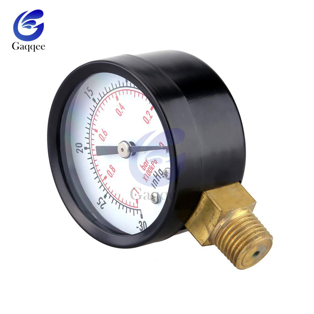 Portable Dual Scale Dial Gauge 1/4" NPT -30HG/0PS Vacuum Pressure Meter Gauge Manometer 2" Dial Display Digital Pressure Gauge