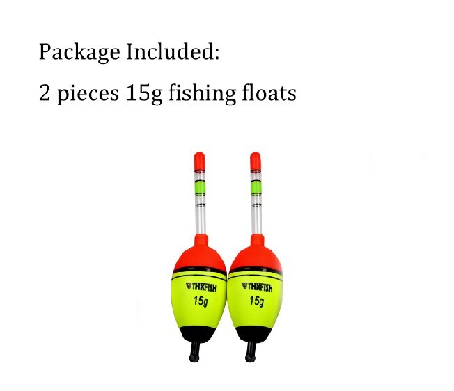 Flotador de pesca nocturno, 2 uds., 5g, 15g, 30g, 40g, EVA, flotadores de iluminación para pesca nocturna: 2pcs 15g