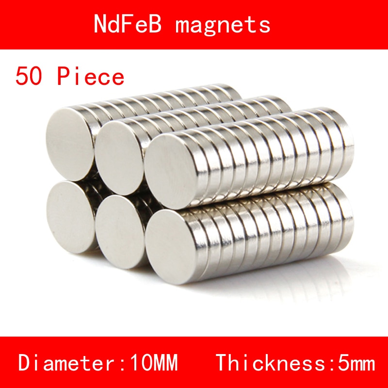 50 STKS diameter 10mm Dikte 5mm n35 Zeldzame Aarde ndfeb Neodymium Magneet