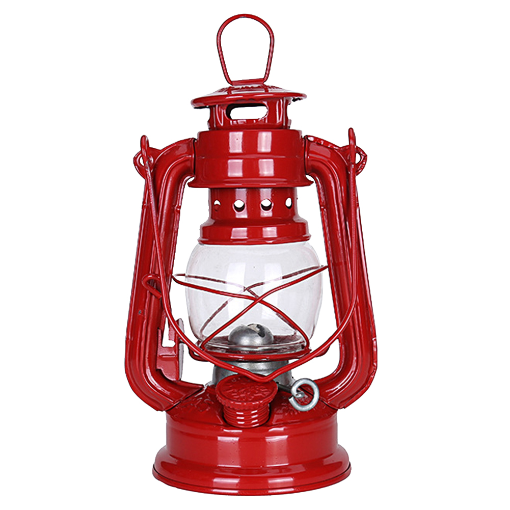 Vintage Hurricane Lantern Metal Kerosene Lantern Fuel Camping Lanterns with Handle for Patio Decoration: Red