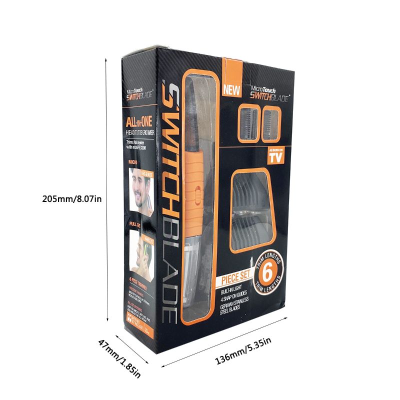 2 In 1 Elektrische Neus Oor Trimmer Mannen Haar Remover Switchblade Voor Ontharing Wenkbrauw Oranje
