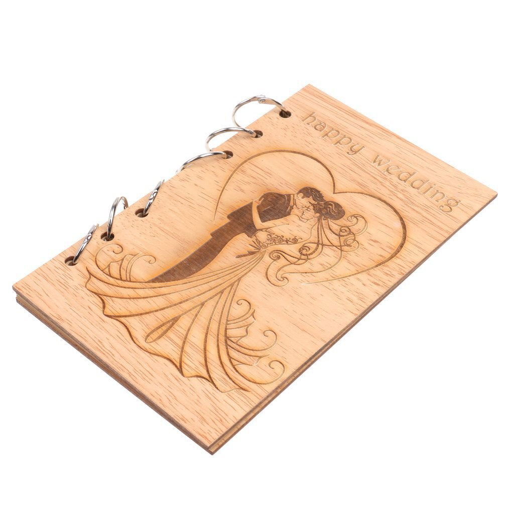 Bloc de notas de madera para boda, libro de visitas de amor hueco, álbum de boda, cuaderno