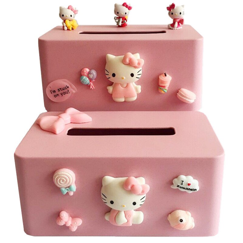 Wheat Straw pink kitty Tissue Box Paper Toilet Box Tissue Roll Paper Wooden Tissue Box Home Car Organizer Decoration Tools