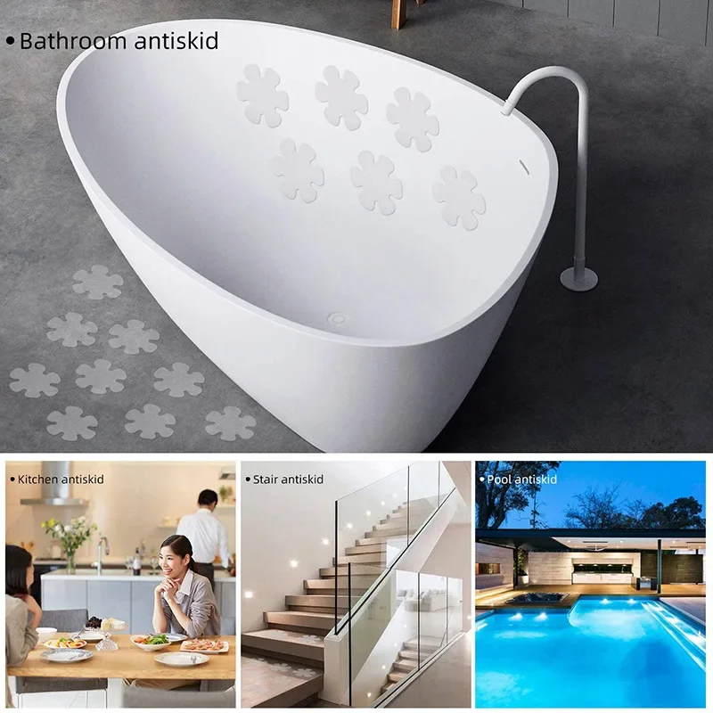 6/12/20PCS Anti Slip Bathtub Stickers Waterproof Flower Shaped Self-Adhesive Safety Shower Anti-Slip Appliques for Home Bathroom