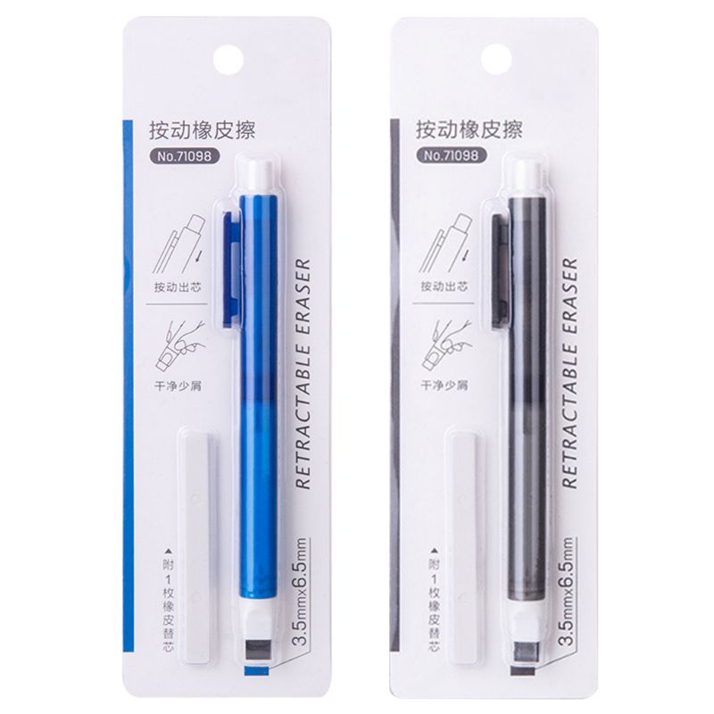 Mechanical Eraser Meticulous Highlighting Refillable Pen Shape Rubber Press Type