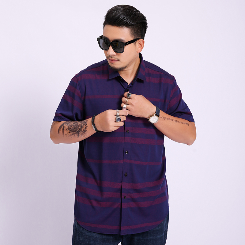 Summer Men's Shirt plus Size Male Casual Striped Short Sleeve Shirt Brand Men's Clothing 5xl 6xl 7xl 8xl