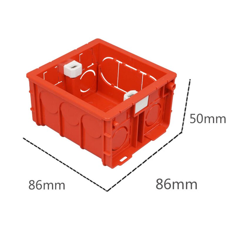 Wall Switch Socket Junction Box Type 86 Splicing Cassette PVC Concealed Bottom Box Wire Plastic Cases: Red