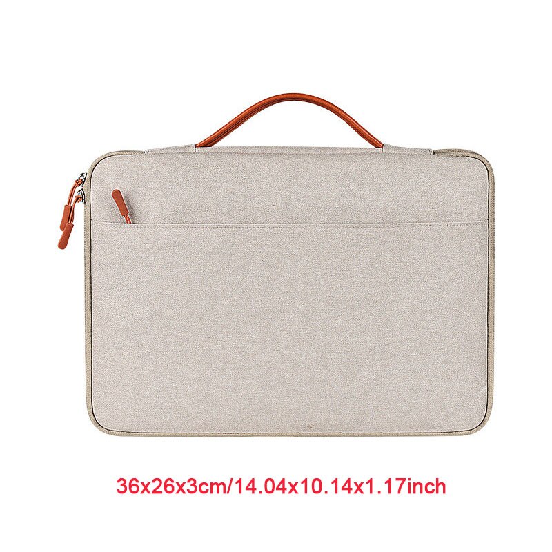 Portable Waterproof Briefcase Men's Women's Notebook Bag Documents Ipad Storage Pouch Office Business Travel Organize Handbag: Beige 13inch