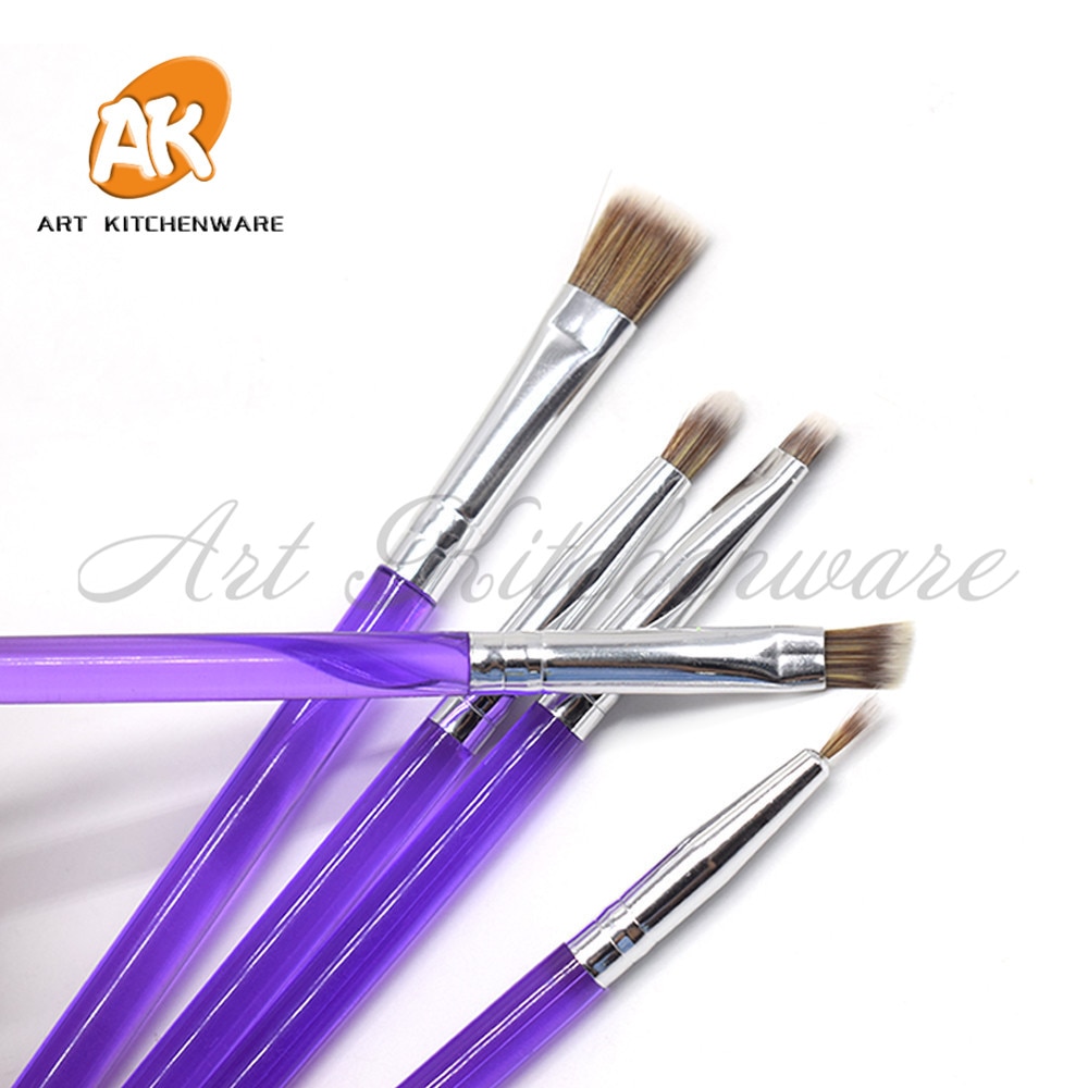 5pcsFondant Brush Cake Decorating Tools Painting Icing Dusting DIY Cooking Pastry Tools Baking Tools Sugarcraft Makeup Brush Set