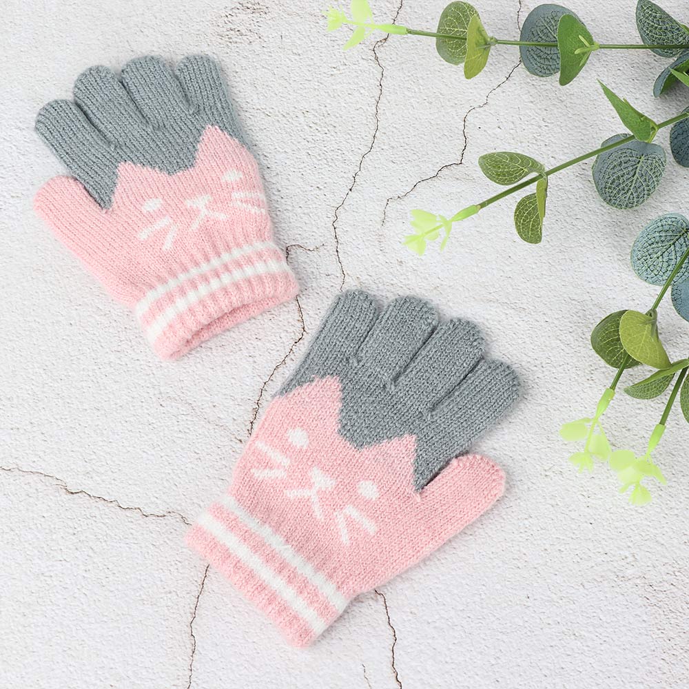 Child Kids Winter Gloves Baby Girls Boys Gloves Kids Winter Warm Thick Knitted Gloves Magic Mittens: pink