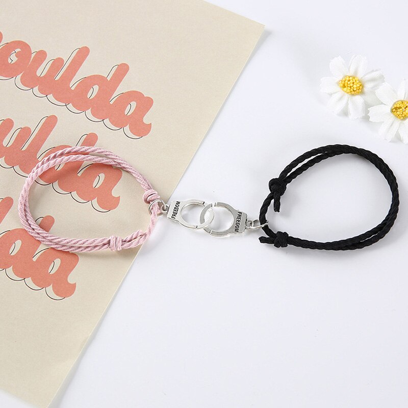 Pulsera de pareja astronauta pequeña banda de Goma para enviar novia novio imán piedra brazalete con cascabel nudo de la cuerda de la joyería: 7