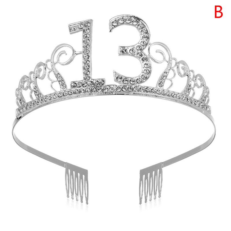 30 40 50 syntymäpäiväjuhlien koristelu aikuisten kristalli tekojalokivi tiara prinsessakruunu: B