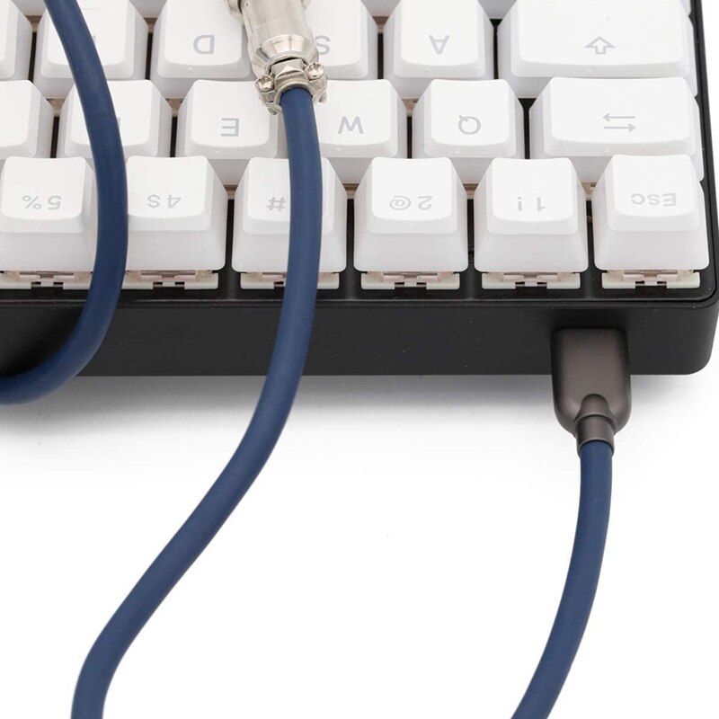 Coiled USB-C Cable - Detachable Aviator Connector - Mechanical Keyboard Cable for GH60 GK61 GK64