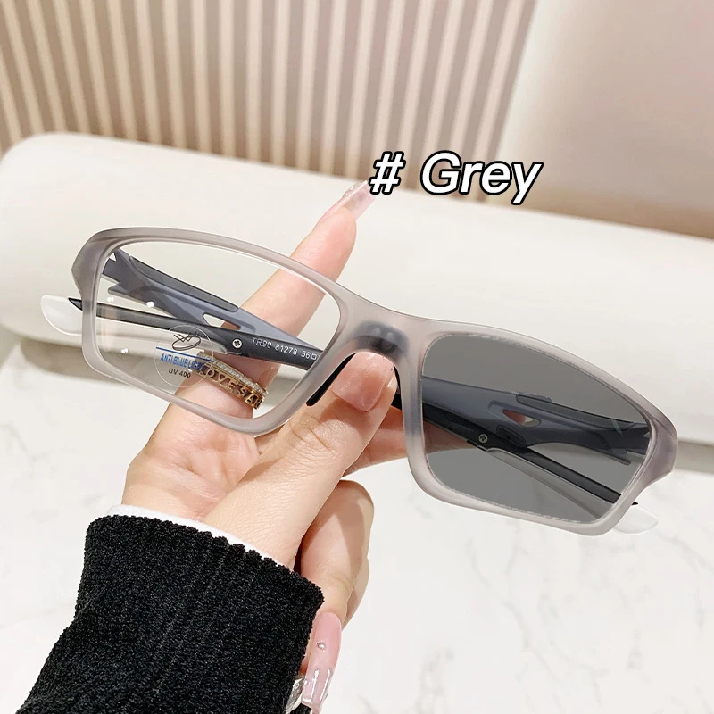Nueva TR90 gafas deportivas fotocromáticas para miopía Unisex mujeres hombres gafas cuadradas para la vista gafas de sol terminadas dioptrías: Verde / +150
