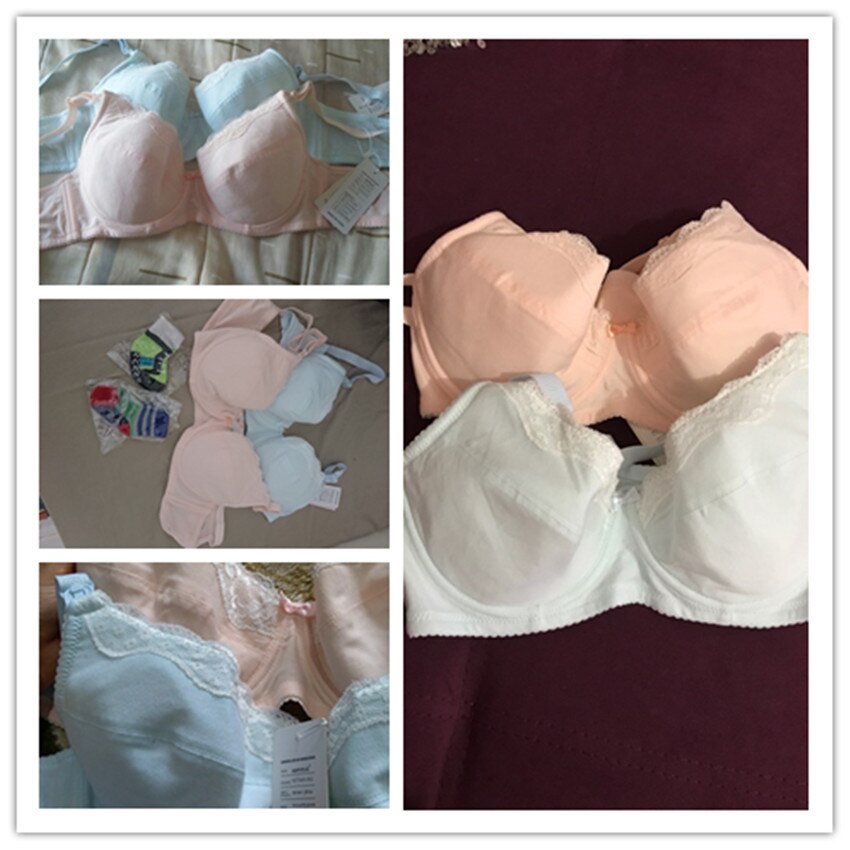 2 stk/parti pink blå bomuld bøjle gravid blonde bh amme amme bh'er til fodring barsels bh'er toppe til fodring