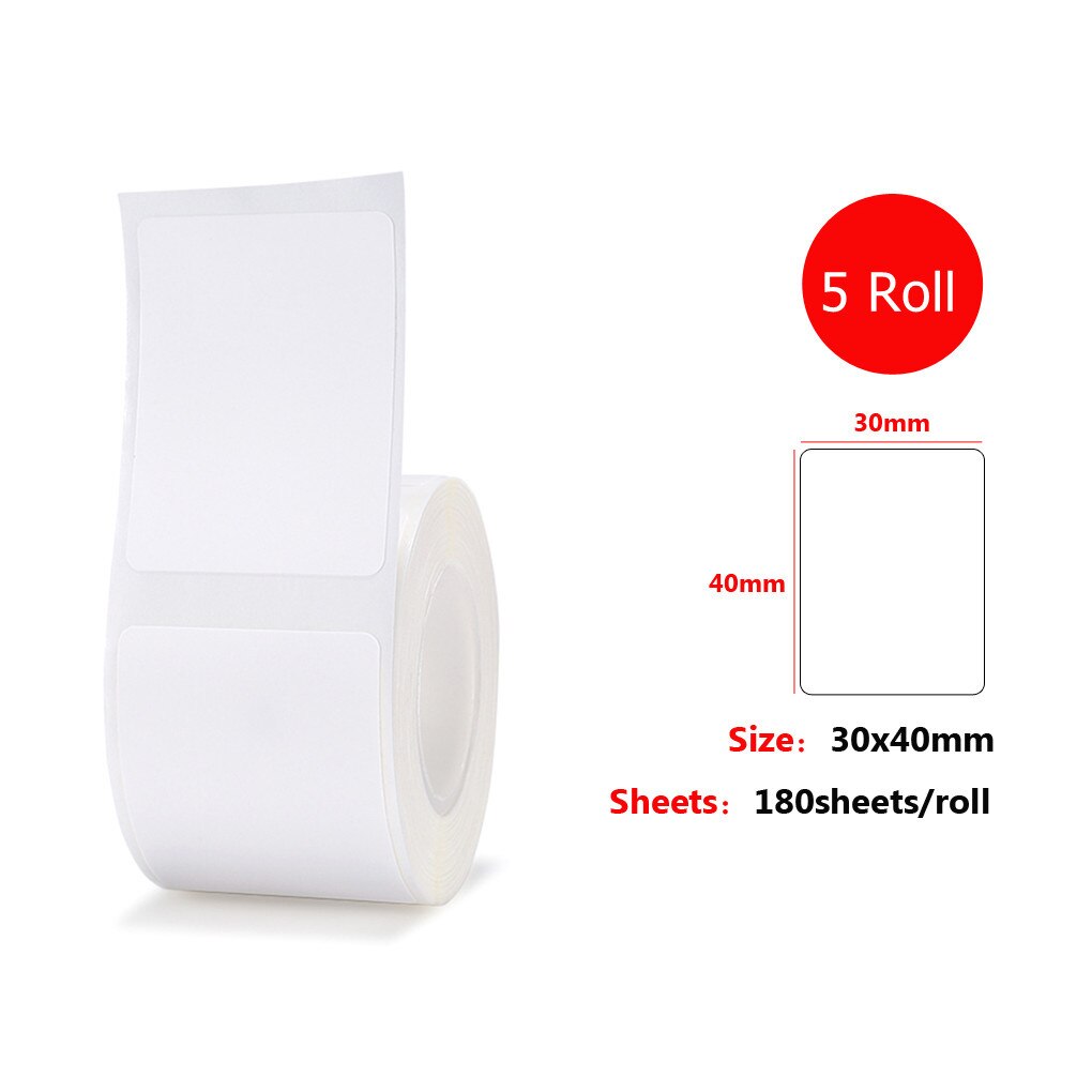 3 rolle Thermo Druck Papier Selbst-Klebstoff Papier Barcode Preis Größe Name Etikett Papier für Niimbot B3S/B11/B21 Thermische Drucker: 30x40 5 Rollen