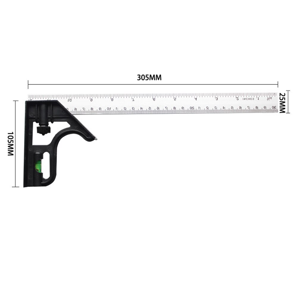 Woodworking Tool for Measurement or Drawing Adjustable Combination Try Square Set Right Angle Ruler