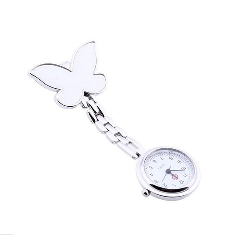Mode Vlinder Verpleegster Arts Horloges Clip-On Fob Broche Hanger Opknoping Horloge Zakhorloge Relogio Feminino Klok