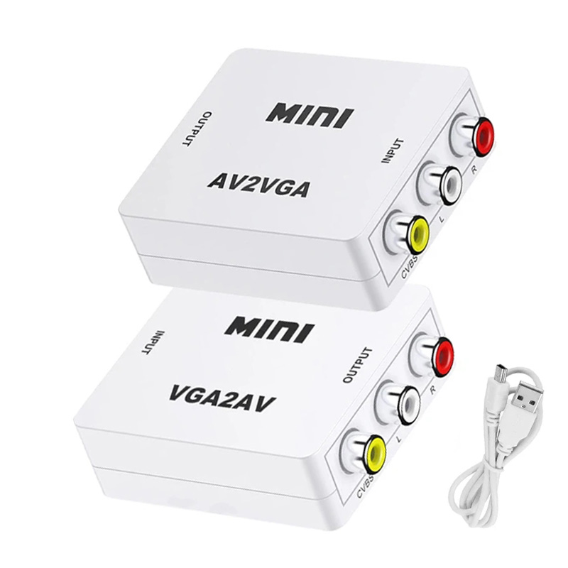 Convertidor AV 3RCA CVBS a VGA con Audio de 3,5mm, compatible con PAL NTS 3,5 AUX VGA a AV, adaptador de vídeo para TV, decodificador, Monitor, PC