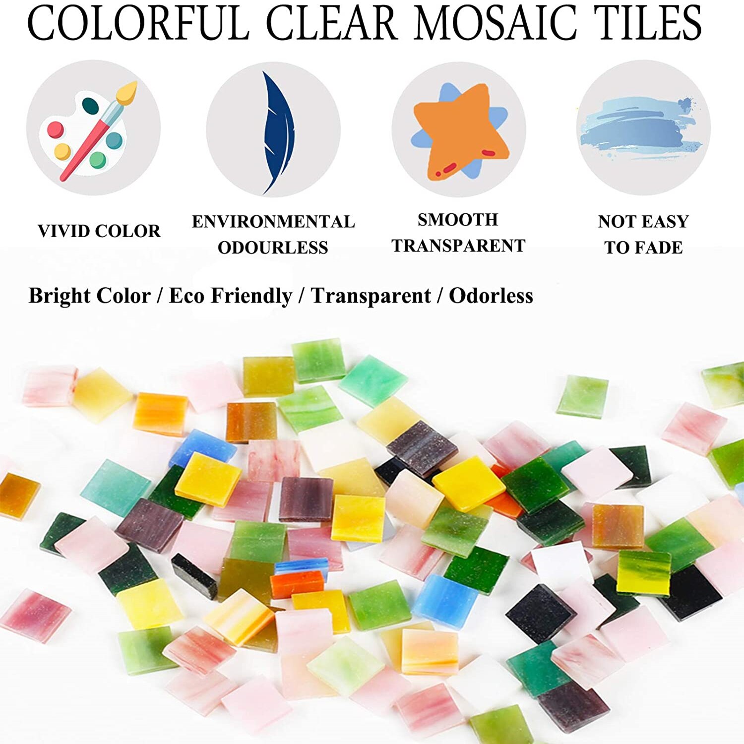 Mosaico de azulejos de colores variados para decoración del hogar o manualidades, cuadrado, 1 por 1 cm, 1000 piezas