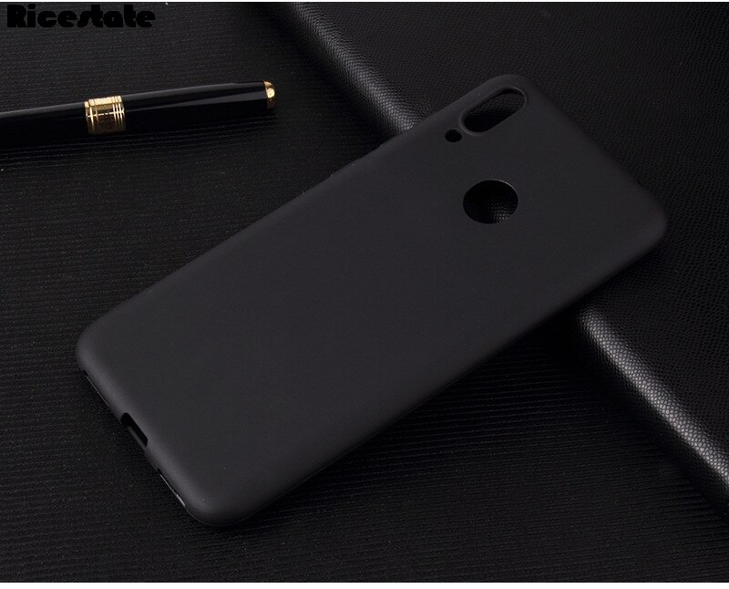 Funda de silicona blanda de TPU para Huawei Y7 , carcasa de Color caramelo para Huawei Y7: Negro