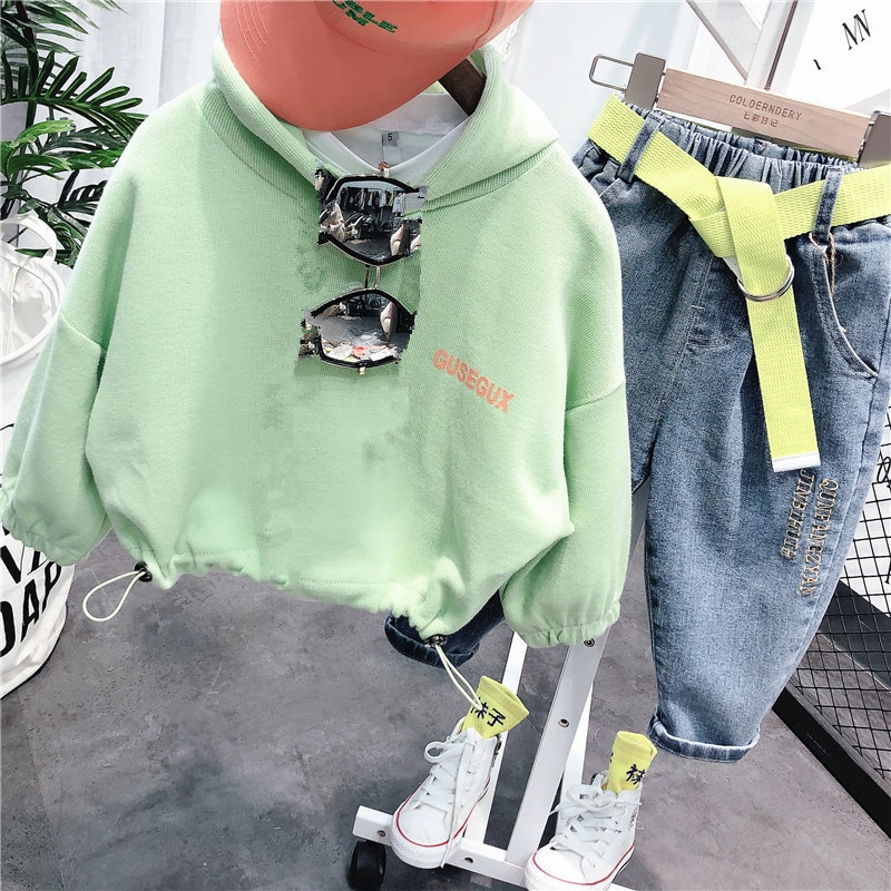 Ragazzi del bambino Felpe casuale Alfabeto Coreano con Cappuccio Maglione Abbigliamento per Bambini 2020 di Autunno della Molla Felpa di Alta Qualità per I Ragazzi: verde / 5T