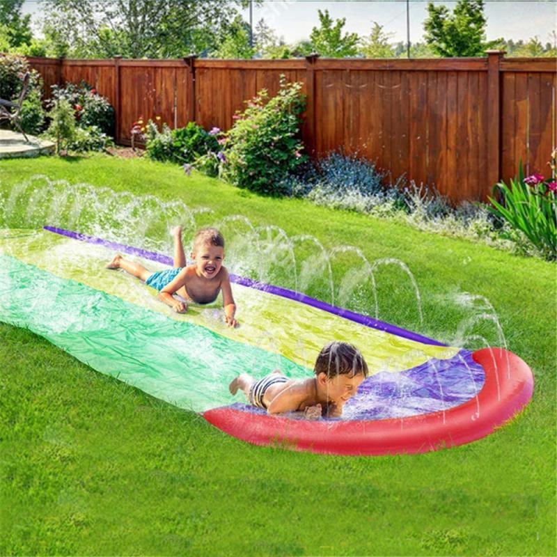 Water Slide Zwembaden Fun Gazon Game Interessante Zomer Water Sport Speelgoed Duurzaam Dubbele Glijbaan Bed Achtertuin Familie Entertainment