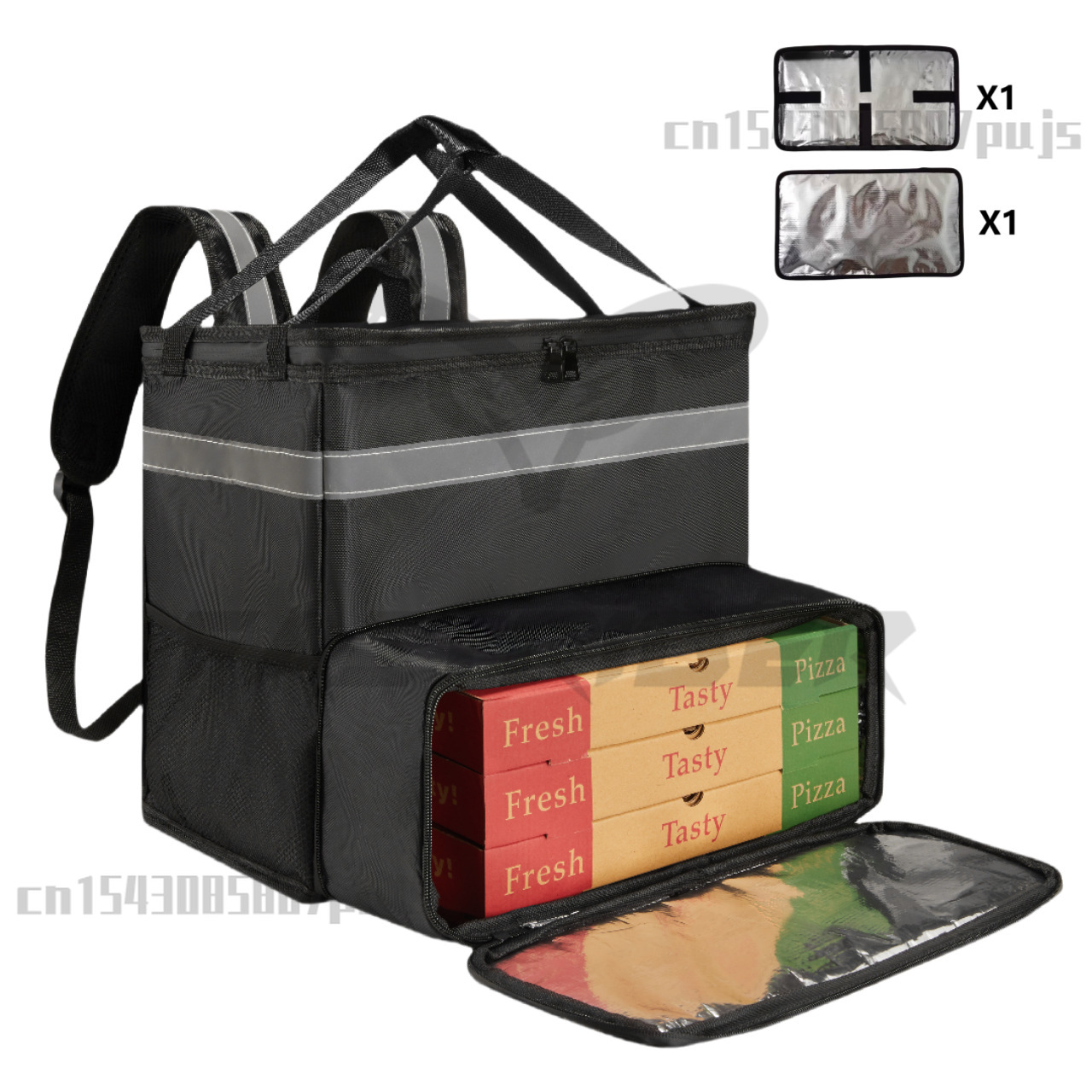 Pizza Backpack Expandable for Carry or Cold Food Lightweight with Reflective Strip Food Backpack Insulated