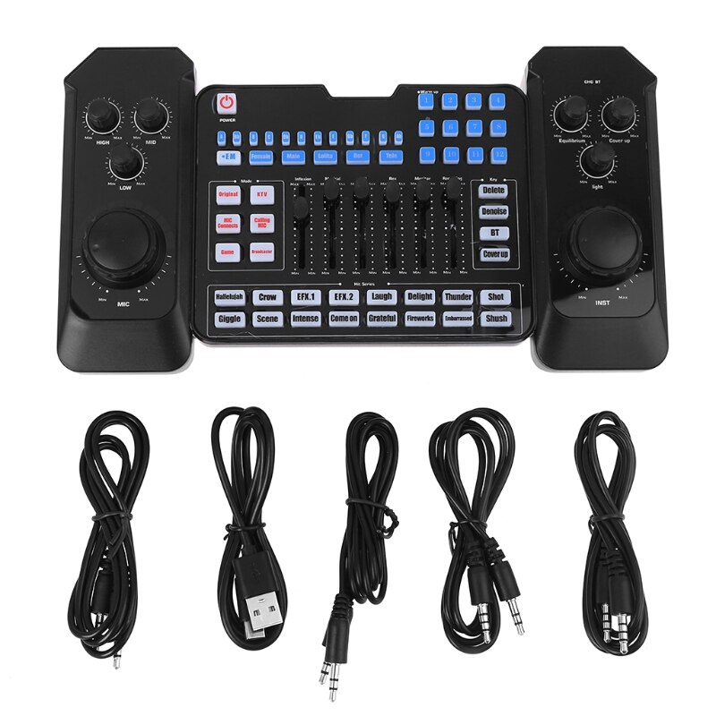 Mélangeur Audio Bluetooth rechargeable par USB, casque, Microphone, diffusion sur le web, diffusion en direct, carte son pour enregistrement, karaoké, chant: BK
