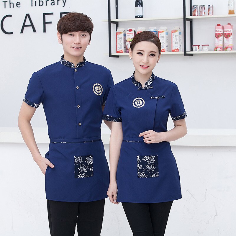 summer uniforms Western Restaurant Waiter Work Wear Short Sleeved Overalls Female Hotel Restaurant Work Clothes