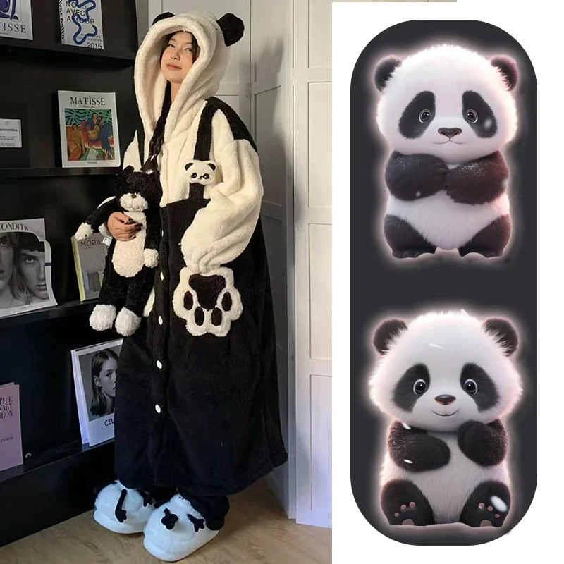 Robe de pyjama de dessin animé pour femme, vêtements d'intérieur chauds confortables, vêtements de détente, vêtements de nuit, c