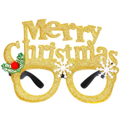 Jule tema, foto rekvisitter, fest tilbehør julemanden hat snemand briller voksen børn legetøj jul fest forsyninger !!: Gylden