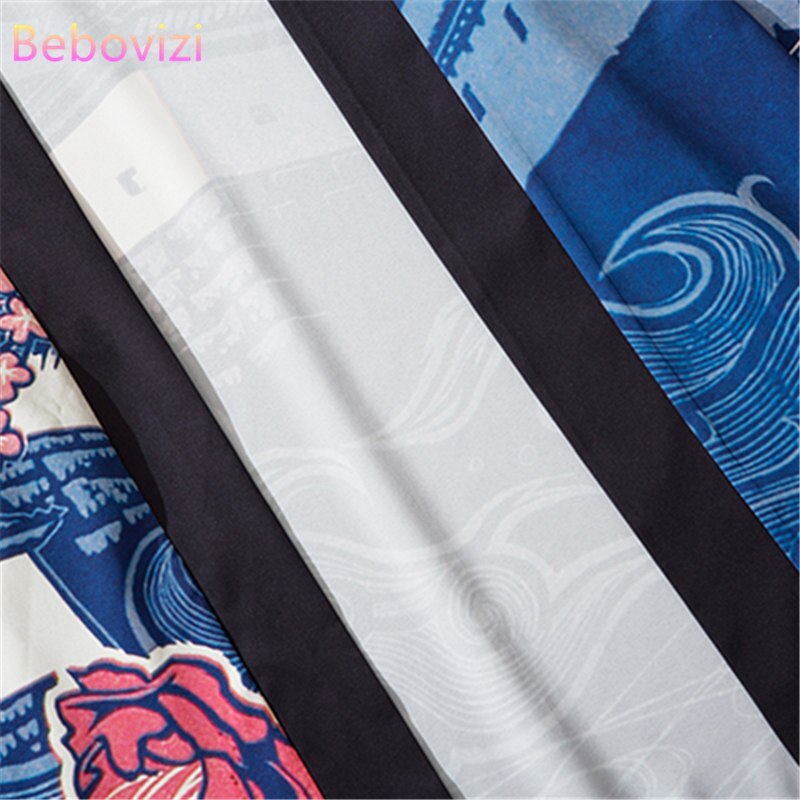 M-XXL Blue Casual Japanese Style Harajuku Kimono Cosplay for Mens Women Streetwear Robe Japan Cardigan Top Yukata Haori Clothes