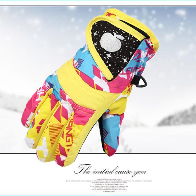Luvas de snowboard de esqui de inverno à prova dwaterproof água luvas quentes para crianças cinta de luvas de dedo completo para esportes, esqui, ciclismo