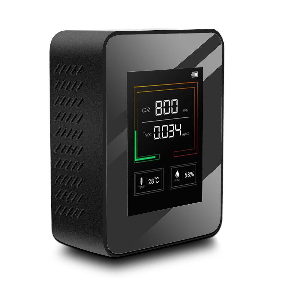5 in1 Indoor Air Monitor Lcd Digital co2 Air Meters Real Time Intelligent Air Sensor Tester co2 Detector: 4 in 1 black