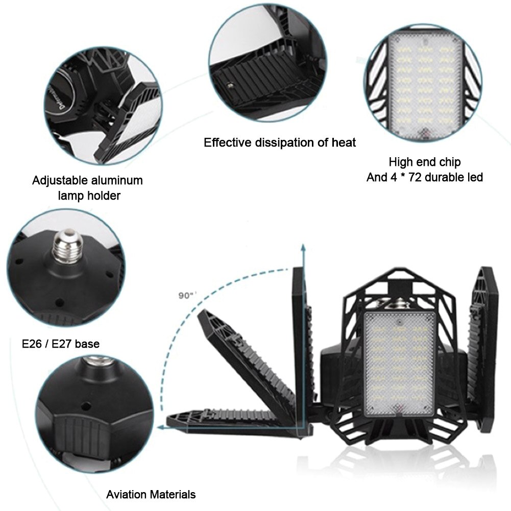 150W 15000LM Easy Install Adjustable Angle Workshop Shop Barn Deformable Industrial Gym Basement Ultra Bright LED Garage Light