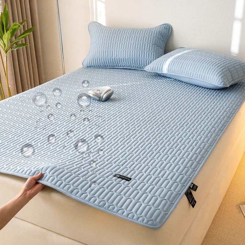 Vanntett madrassbeskytter sengetøy vattert overmadrass med elastisk bånd mykt beskyttende sengeteppe bettlaken 200 x 220