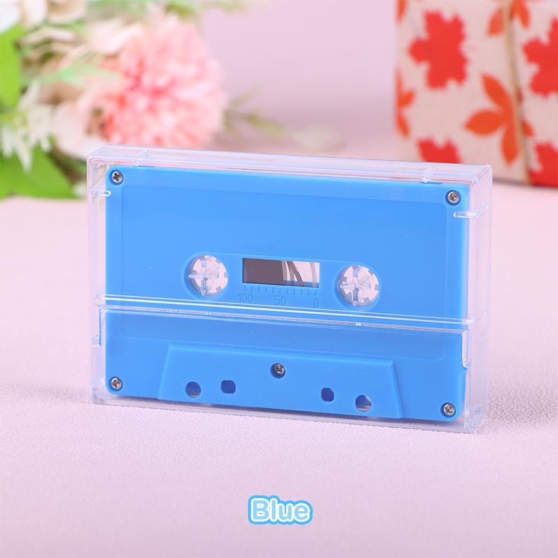 1Set Standard Cassette Color Blank Tape Player With 45 Minutes Magnetic Audio Tape Clear Storage Box For Speech Music Recording: Transparent