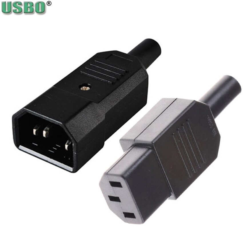 Negro CE 10A 250V IEC320 C13 C14 hembra enchufe reutilizable PDU UPS receptáculo de Cable de alimentación conector alámbrico 3 pin AC hembra