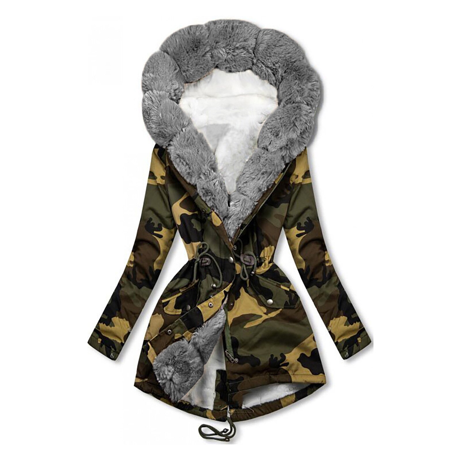 Women Casual Printing Hooded Jacket Tops Winter Long Sleeve Pocket Button Warm Coat Long Parka Mujer Casual Overcoat #T2G