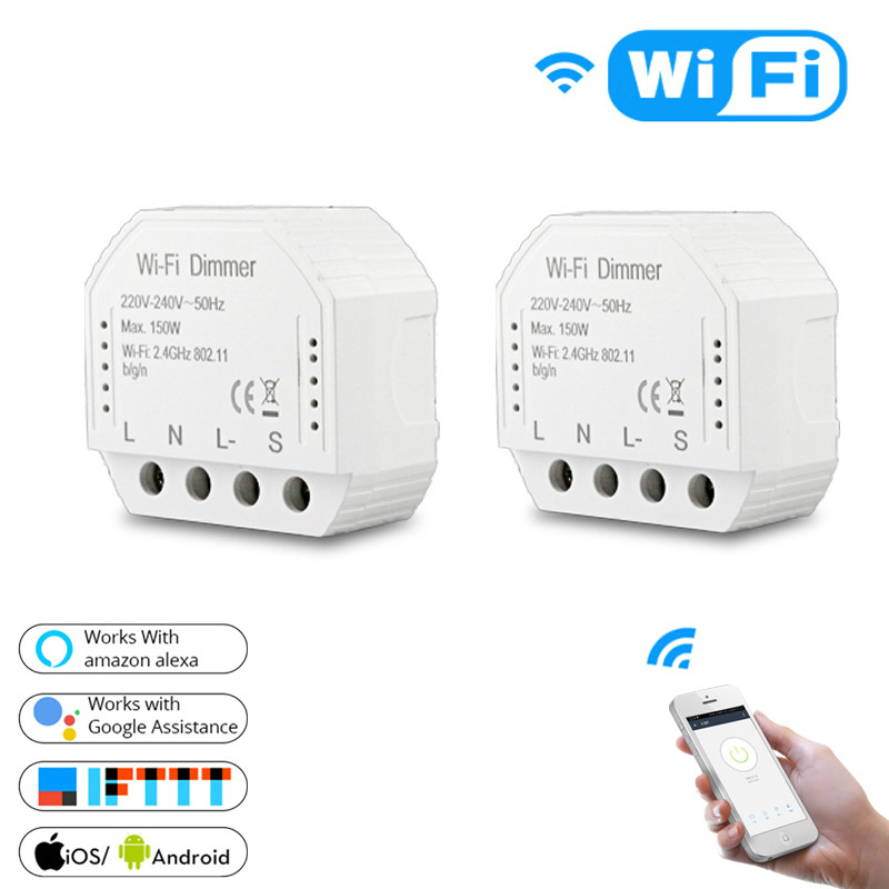 DIY inteligente WiFi luz LED Dimmer interruptor regulador de vida inteligente/Tuya APP Control remoto 1/2 forma interruptor trabaja con Alexa eco de Google