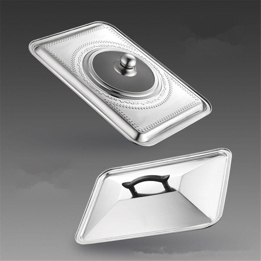 Stainless Steel Pan Lid Cover Pot Lid 40X30cm Rectangular Tray Pan Cover Lid Grilled Fish Pan Lid Square Pot Lid Glass Pan Lids