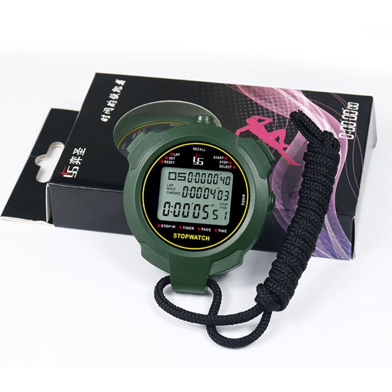 Digital Stopwatch Timer Handheld LCD Chronograph Shock Resistant Sports Fitness Coaches &amp; Referees