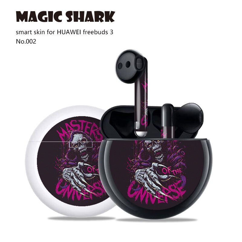 Magic Shark 2.5D pcv malowanie czaszka diabeł naklejki skóry pokrywa Film Case dla HUAWEI Freebuds 3