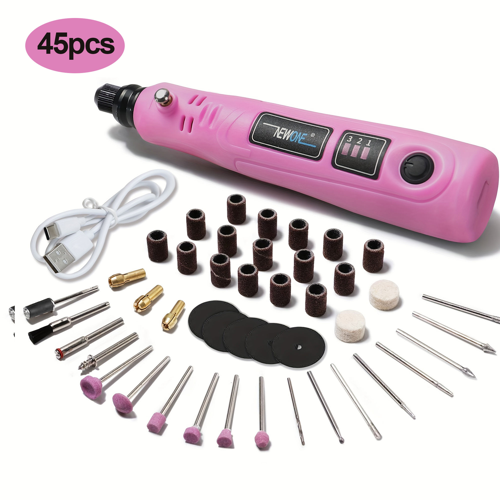 3.6V Mini Cordless Rotary Tool Kit, USB Charging 3-Speed Multi-Purpose Power Rotary Tool For Sanding, Polishing, Etching, Engrav: Red