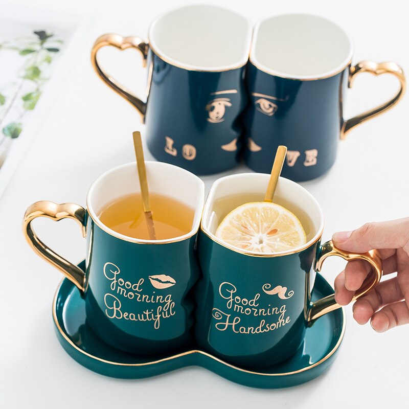 European Luxury Tea Cups and Saucers Set Gold Rim Royal Porcelain Espresso Sups Cup Stand Tazzine Caffe Wedding Cups AC50CU