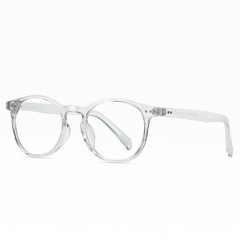 Plastic Frame Glasses Retro Optical Spectacles with Spring Hinges Full Rim Round Eyewear Unisxe Anti-Blue Ray