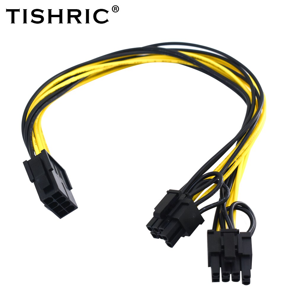 Tishric Pcie 8 Pin Naar Dual Pcie 6 + 2 Pin Power Cable Pci Express Voor Mijnbouw Rig Moederbord Grafische pci-E Gpu Power Datakabel